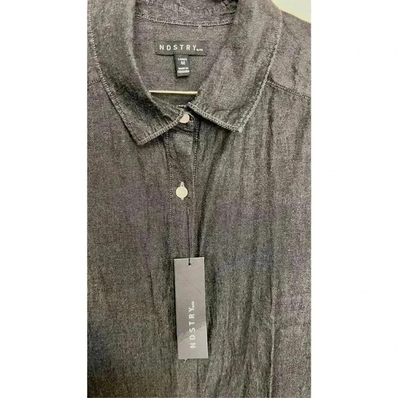 NDSTRY Women's Dark Gray Cotton Long Sleeve Button Up Shirt Size Medium NWT - Picture 2 of 12